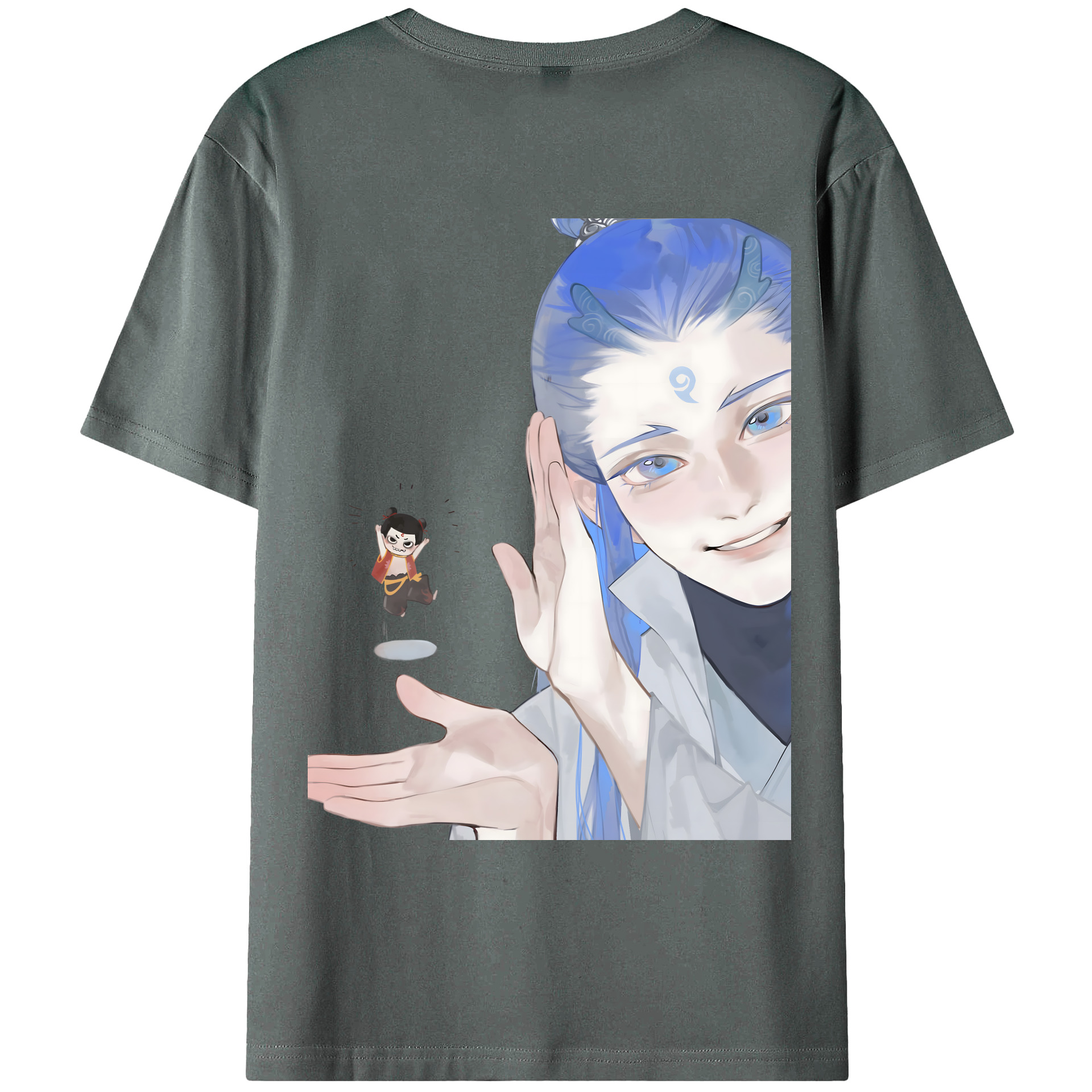 （画像用） Ne Zha 2 ナタ 魔童の大暴れ 綿100％ メンズ半袖Tシャツ（バックプリント） 通気性
